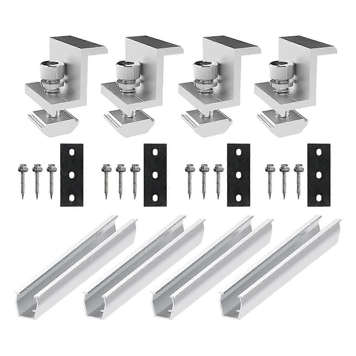 Solar Panel Bracket U-Rail Roof Rail Connector Bracket Roof Mounting Kit Suitable for Metal Roof, F