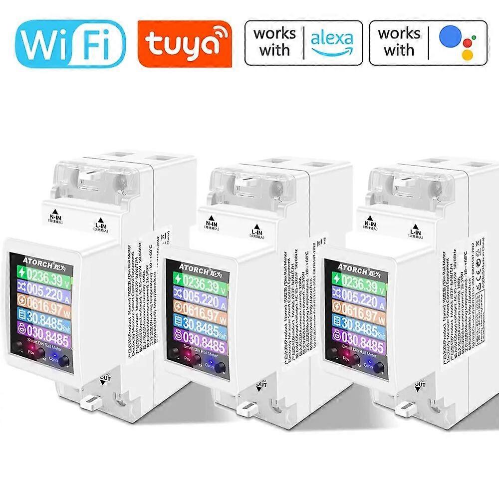 Tuya Wifi Intelligent Single-phase Electricity Meter 3 Electric Tariff Modes 35mm Guide Rail Installation APP Remotely Control