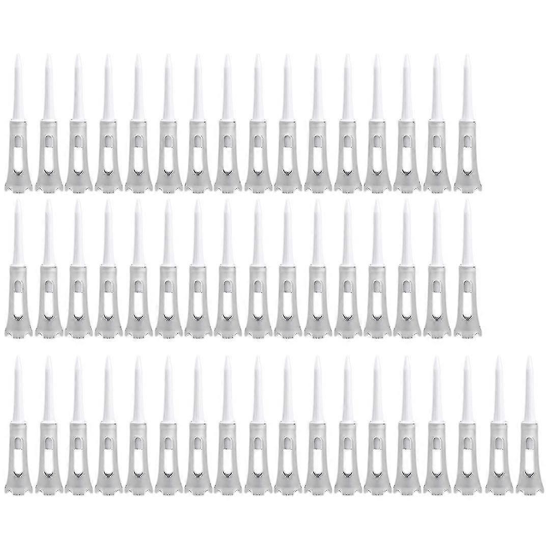 50pcs Double Layer Plastic Ball Tee Soft Low Resistance Golf Golf Training Tool White