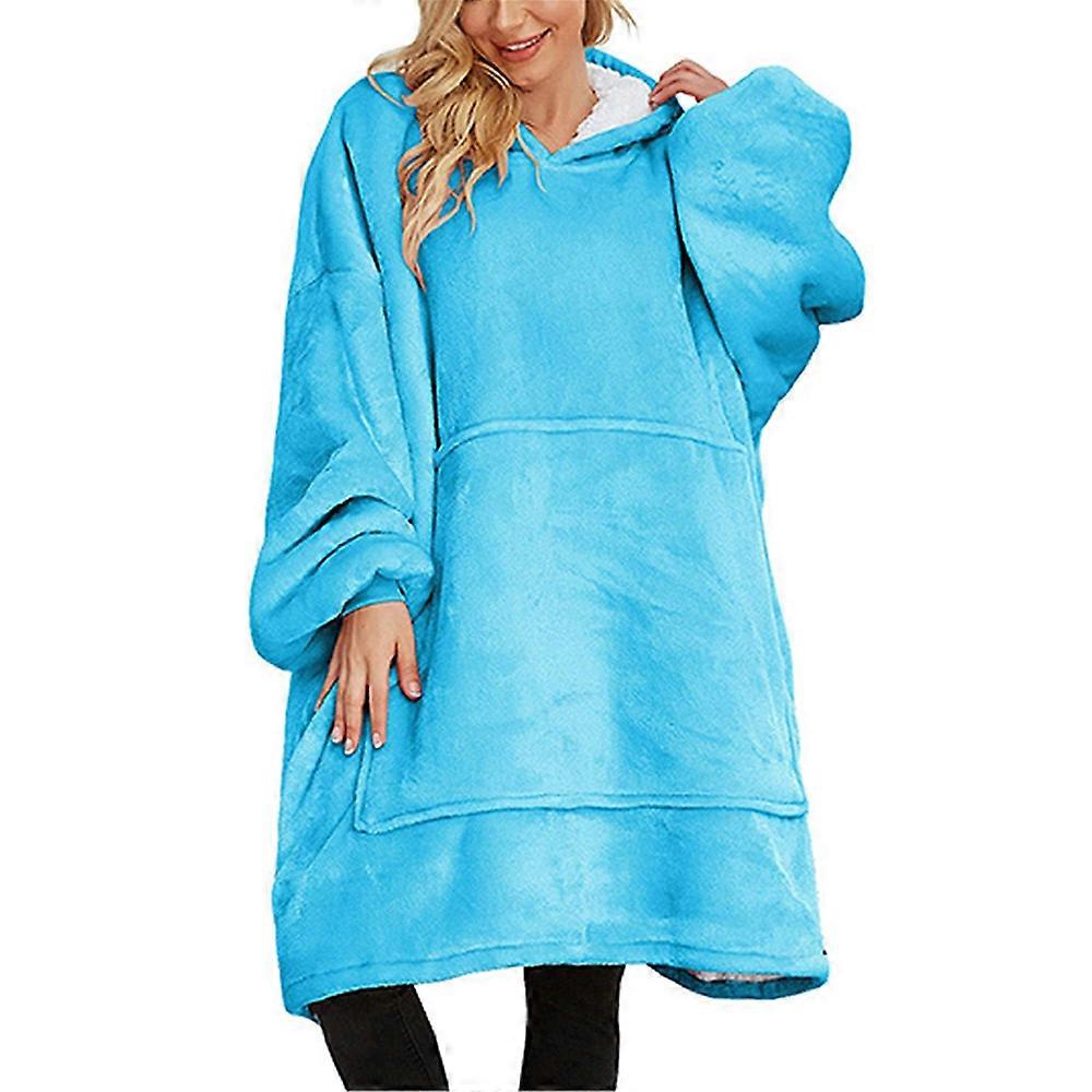 Sherpa hanorac hanorac pătură, pulover de pluș pătură cu glugă, hanorac supradimensionat hanorac doamnelor la modă hanorac hanorac albastru