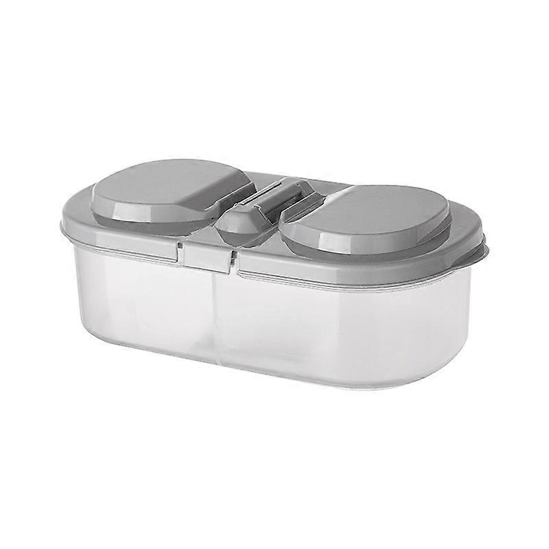 Sealed cans for grains, multifunctional plastic storage boxes, double-compartment covered storage boxes, gray