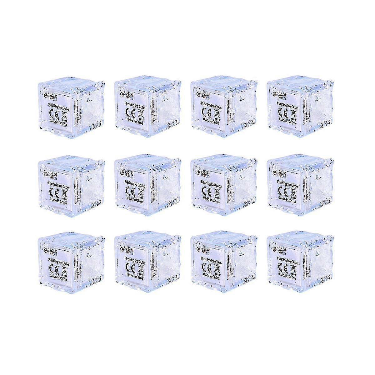 Waterproof Led Ice Cube, 12pcs Multi Color Flashing Glow In The Dark Led Light Ice Cube Glowintheda