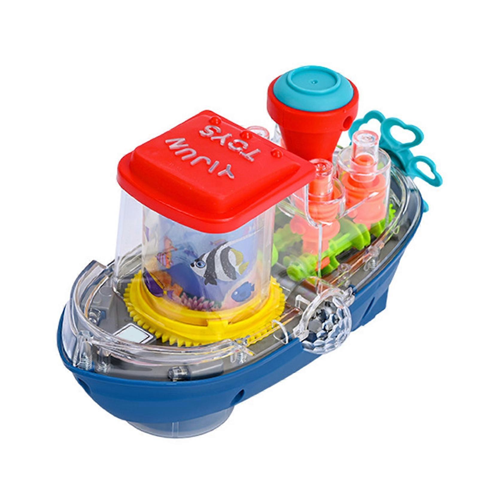 Electric Ship Toy Battery-operated Smooth Edge with Universal Wheel Automatic Walking Music Function Interesting Underwater World Electric Rotating Cr