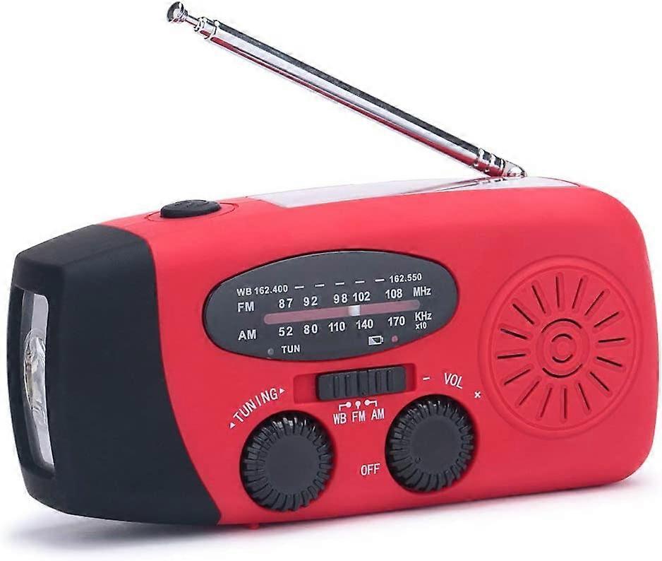 Emergency Dynamo NOAA FM AM WB Weather Radio Solar Hand Crank Radio with 3-LED Flashlight & 1000 mAh Power Bank for Hiking Camping Snow Storm Hurrican