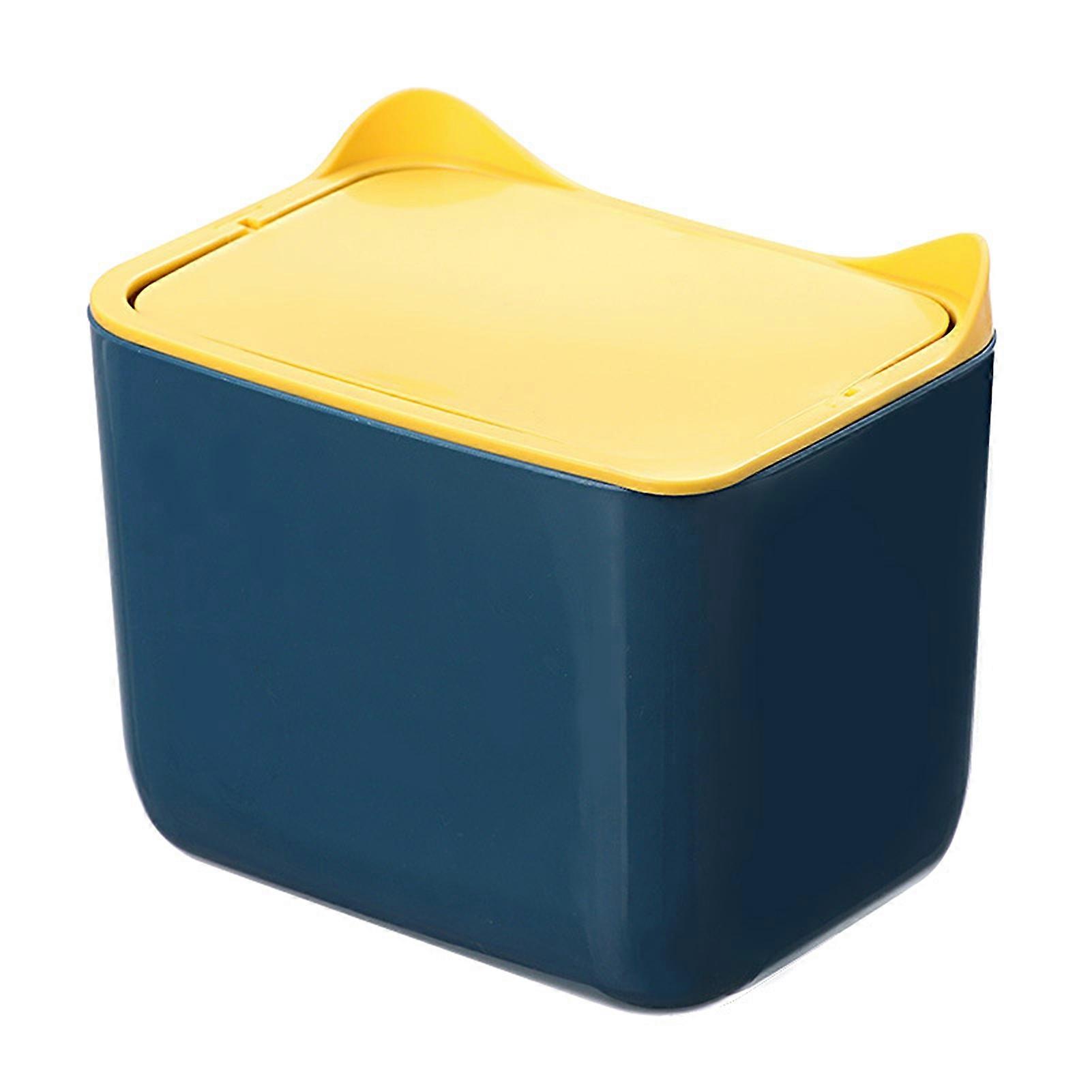 Table Dustbin Flip Cover Large Capacity Burr-free Space-Saving Multipurpose Storage Not Easy to Deform Tiny Desktop Garbage Basket for Kitchen KAESI