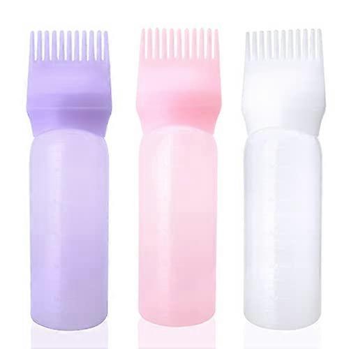 3 Pack Root Comb Applicator Bottle Hair Dye Applicator Brush Applicator Bottle with Graduated Scale