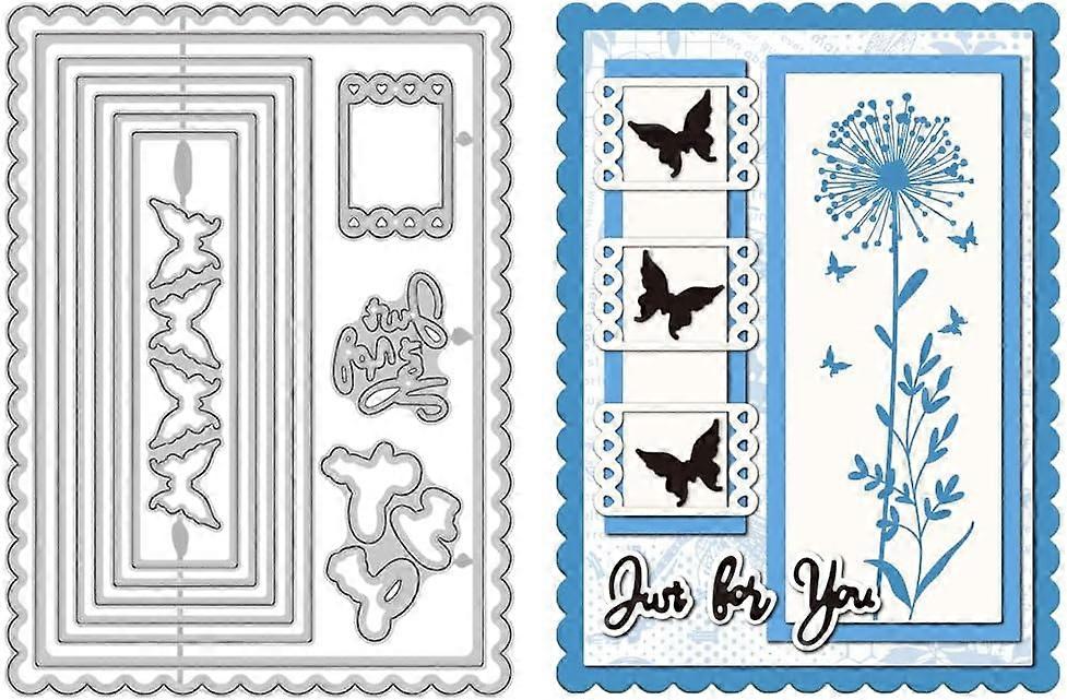 Flower Frame Cutting Dies for Card Making Rectangle Frame Butterfly Die Cuts Carbon Steel Embossing Stencils Template for DIY Scrapbooking Album Craft