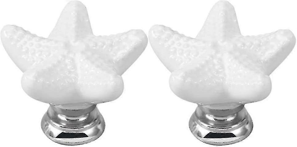 2 Pieces Ceramic Starfish Drawer Knobs Creative Drawer Pulls Handles Cabinet Door Handle Knob With Screws Home Deco