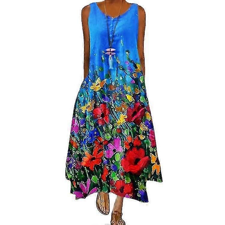 Sommar kvinnors blommiga överdimensionerade klänning