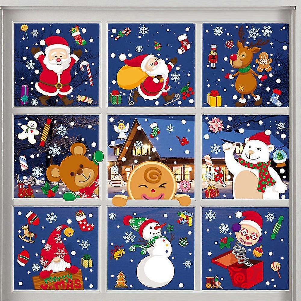 Re-appliable Christmas Window Decorations, Popular And Classic Elements Designed Window Clings Stickers, Window Cling Stickers For Glass