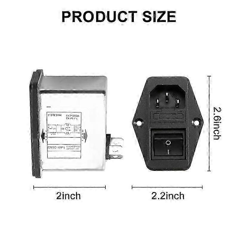 Solder Lug Terminals IEC 320 C14 EMI Filter + Boat Switch + Fuse Holder