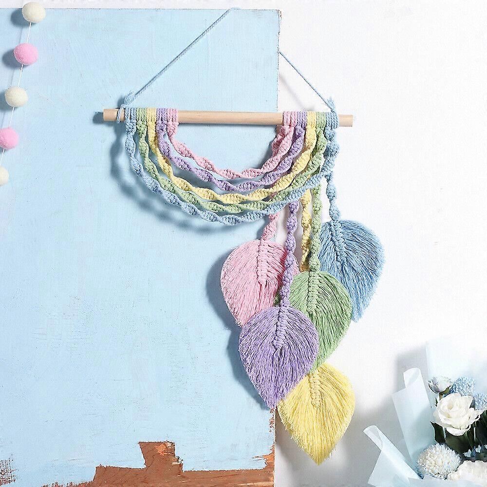 新しい壁掛けレインボーカラフル手作り織りコットンウォールアート自由奔放に生きる