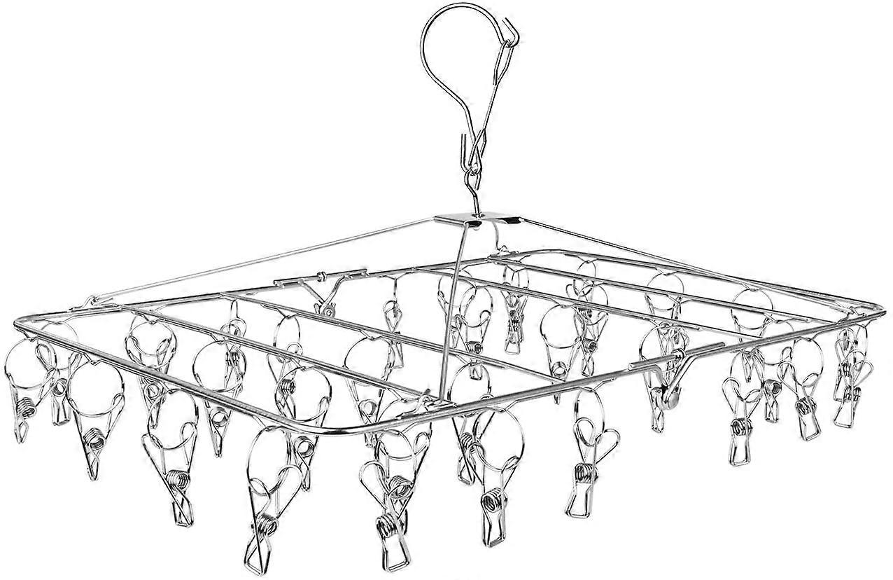 Clothes Drying Rack with 52 Clips, Stainless Steel Folding Laundry Drying Rack