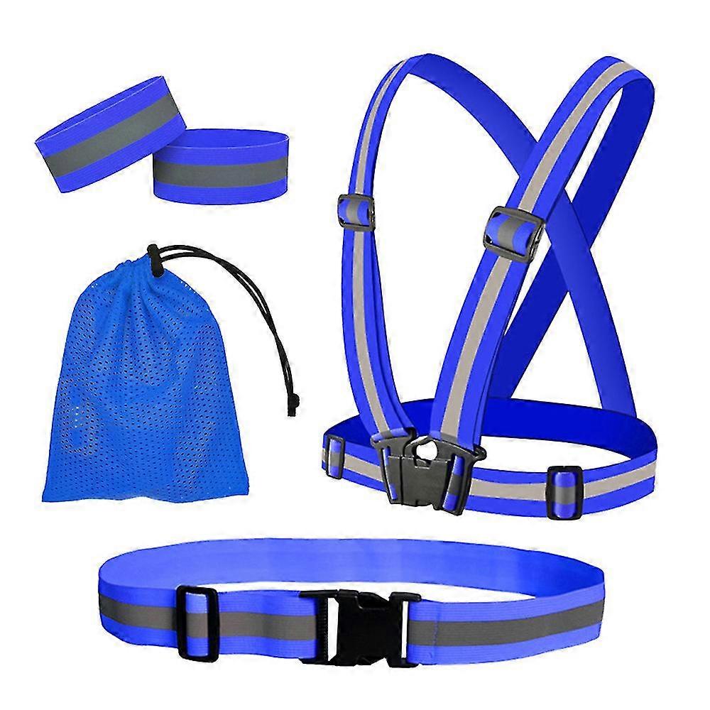 Reflective Vest, Reflective Glow Belt With 2pack Reflector Armbands, Adjustablehigh Visibility, Ultralight & Comfy For Running, Walking, Cycling