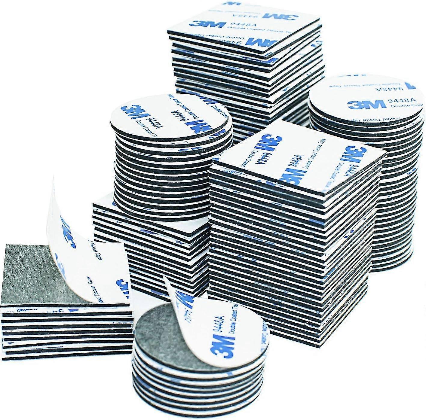 Double Sided Sticky Pads, 100 Pcs Black Squares And Round Extra Strong Adhesive Mounting Pads Stickers Foam Tape, Stick On Self Adhesive