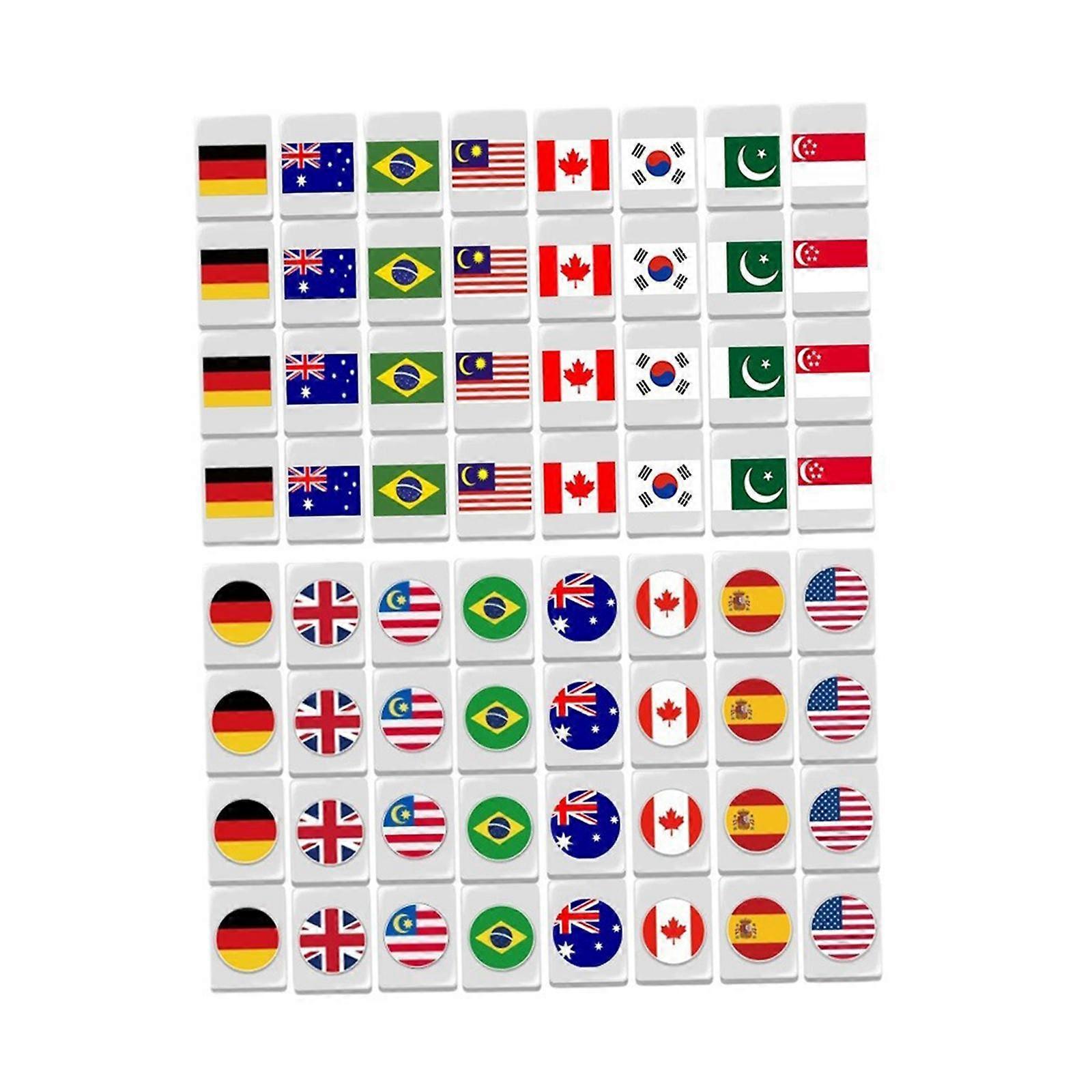 64Pcs Escape Game Blocks Mini Mahjong Set Portable Table Game Tile Game small flags