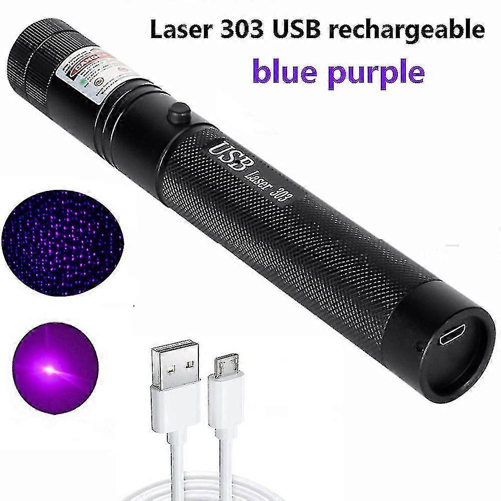 Puntatore laser ad alta potenza USB ricaricabile verde laser 303 messa a fuoco regolabile rosso / viola Laser blu / verde Super Far Radiation 8000m...