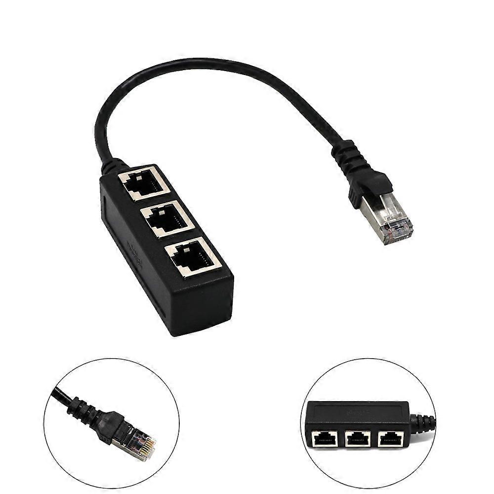 RJ45 Ethernet Distribution Cable, Ethernet LAN Network Extension Cable Adapter RJ45 Male Distributor with 3 Female for Super Cat5 Ethernet Director Ad