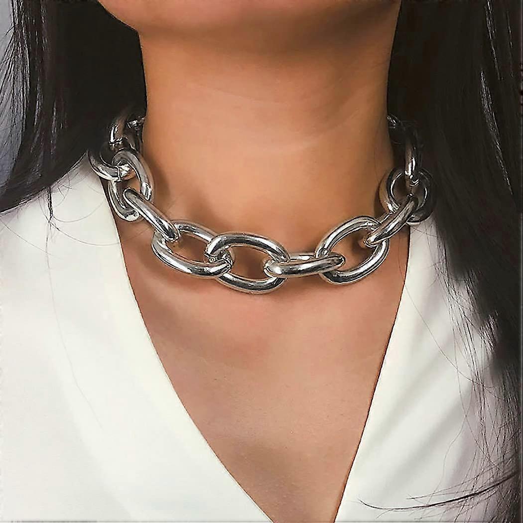 Collana Choker Geometrica Rotonda Danshinbow - Gioiello Regolabile Punk In Lega Argento Per Donna - 2