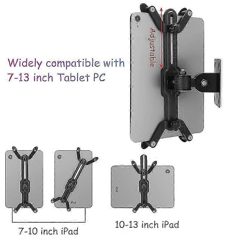 Wall mount tablet stand screen 360 rotating, tablets metal holder tilt angle 90 degree support 7- 13 inch tablets