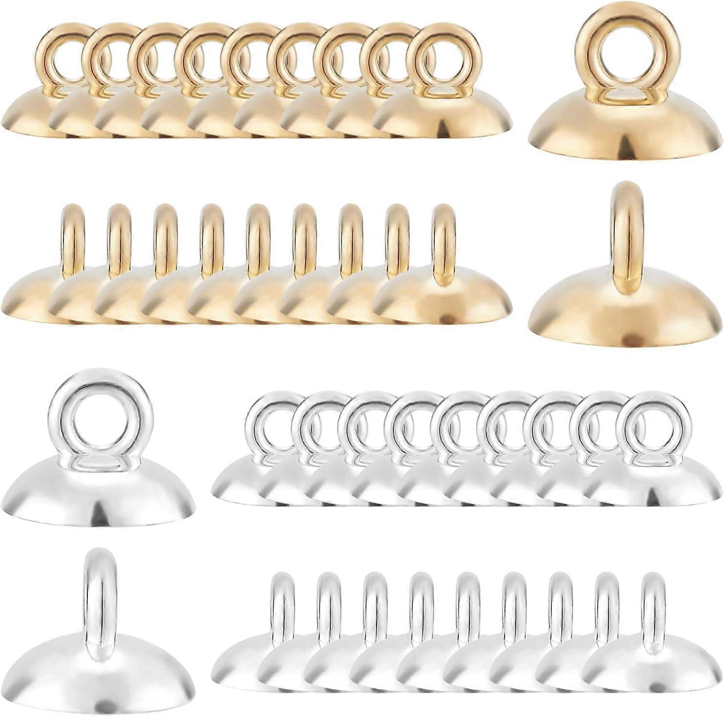 1 Box 200Pcs 2 Colors Bead Cap Pendant Bails Plastic Round Bails Clasp Dangle Charm Bead Pendant Connector Findings for DIY Globe Glass Bubble Pendant