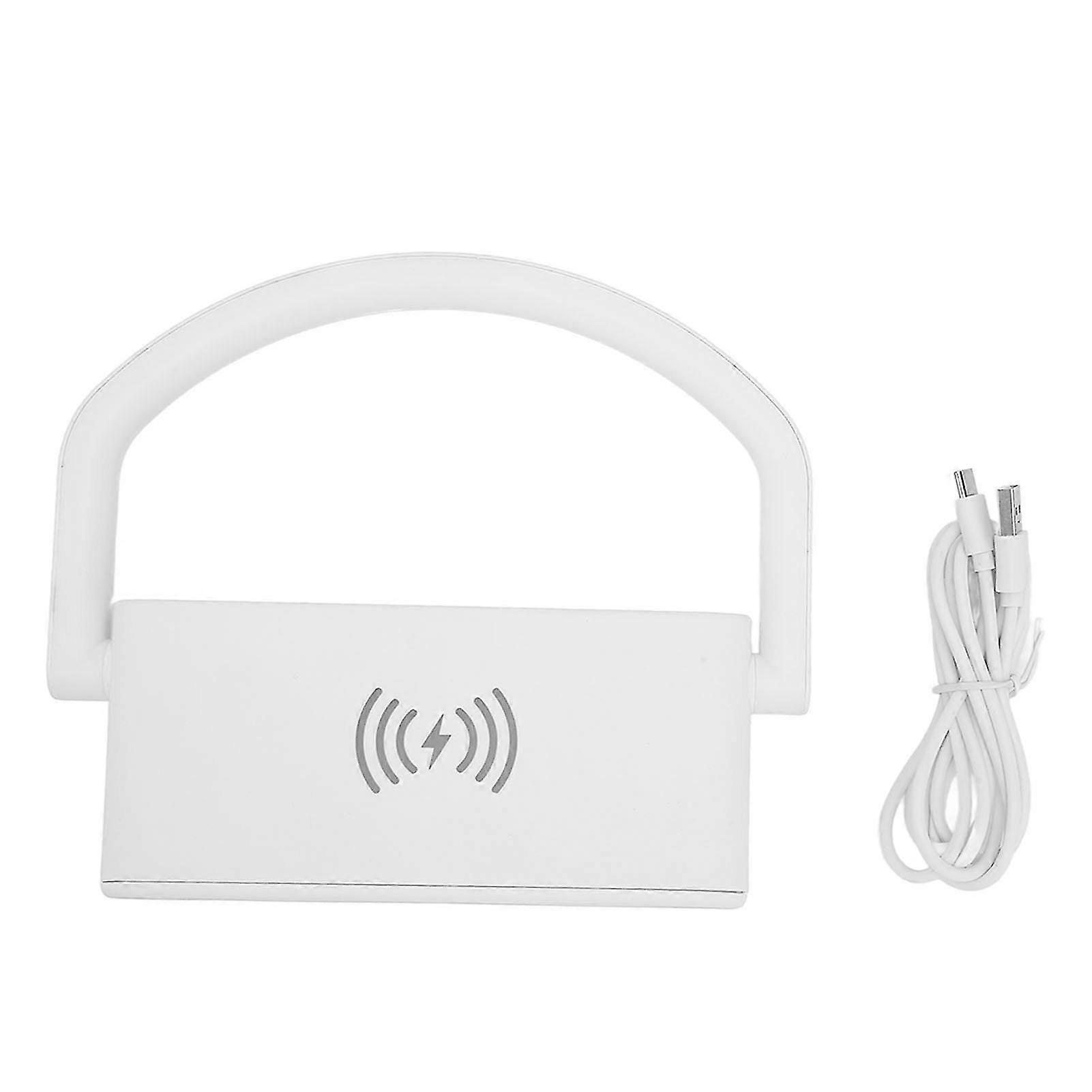 White Wireless Charging Alarm Clock with Adjustable Night Light - Multifunction Digital Clock for Bedroom