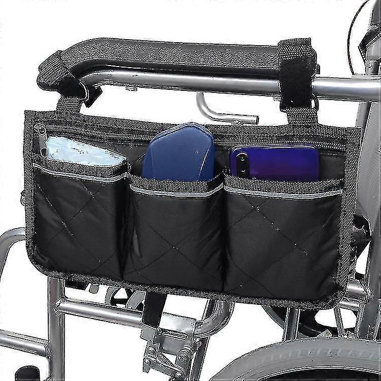 حقيبة كرسي متحرك مع جيوب ، حقيبة جانبية عالمية للماء مسند ذراع حقيبة تخزين منظم جانبي للكرسي المتحرك حقيبة مسند ذراع ، 1 قطعة