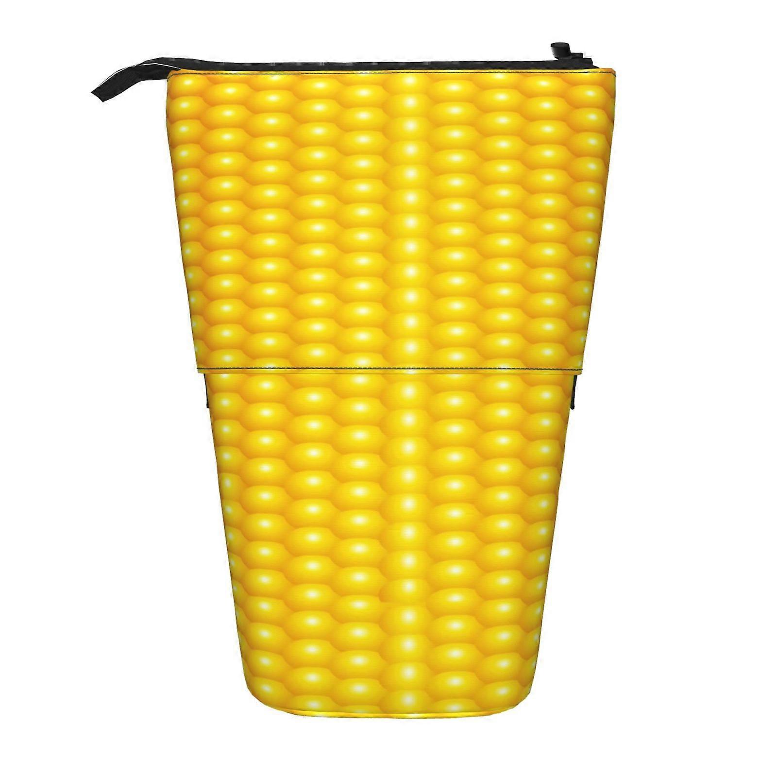 Fresh Ripe Corn Cobs Pattern Pencil Case Stand Up Pencil Bag Telescopic Pencil Case With Zipper Portable Makeup Bag 1
