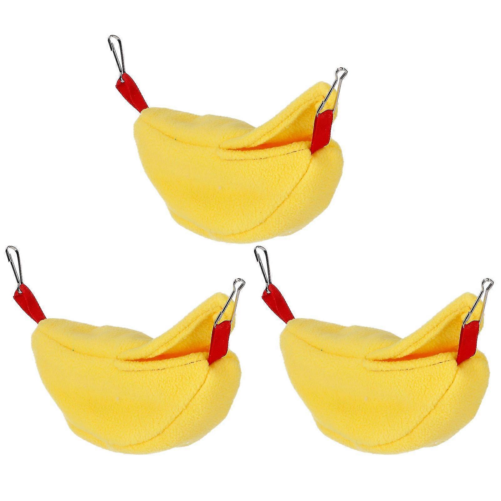 Pack of 3 Winter Warm Banana Shape Pet Hammock Nests Hanging House for Birds, Hamsters, Squirrels, Gliders