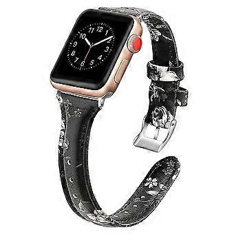 Leather Bands Compatible With Apple Watch 38mm-40mm /42mm-44mm, Top Grain Leather Band Slim & Thin Wristband For Iwatch Series 5/4/3/2/1