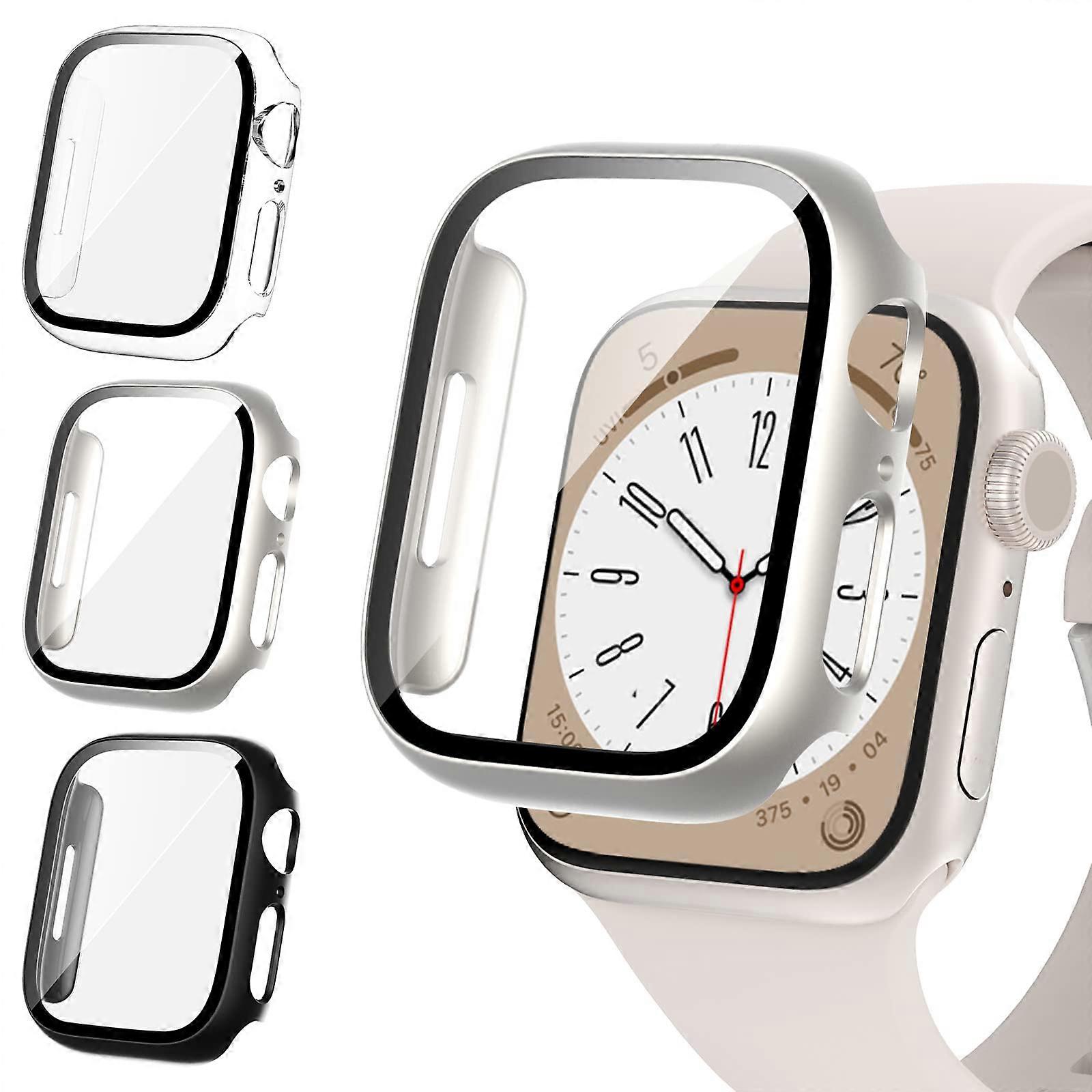 3 Pack 44mm Screen Protector for Apple Watch Series 6 5 4 SE Built in 9H Tempered Glass Film Overall Hard PC Protective Case