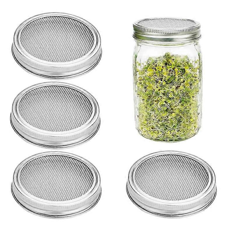 5 Pack 86mm Wide Mouth Sprouting Kit,Stainless Steel Sprouting Lids for Wide and Reguar Canning Jar