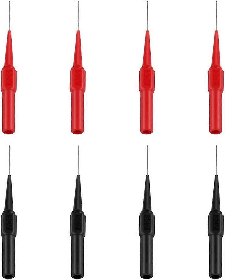 8pcs test probe, stainless steel multimeter test leads, multi-function tester (red and black)