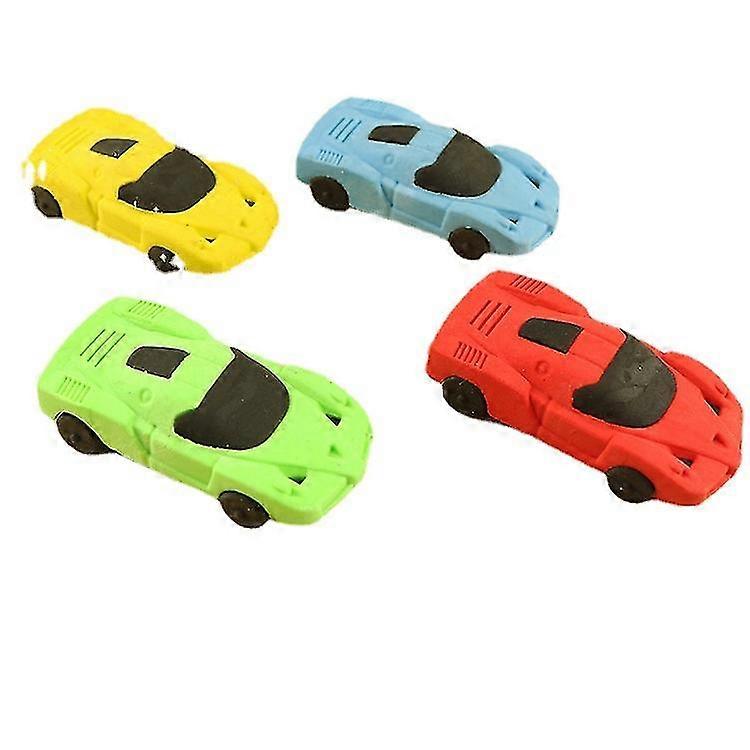 4pcs Adorable Cartoon Car Erasers (random Color)