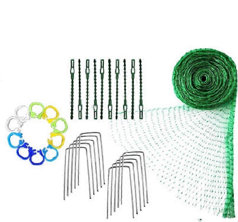 4M x 10M Anti-Bird Netting with 10 U-Shape Garden Stakes 10 PCS Foot Rings and 10 Cable Ties, Garden Netting Netting Protection Net for Birds Plants P