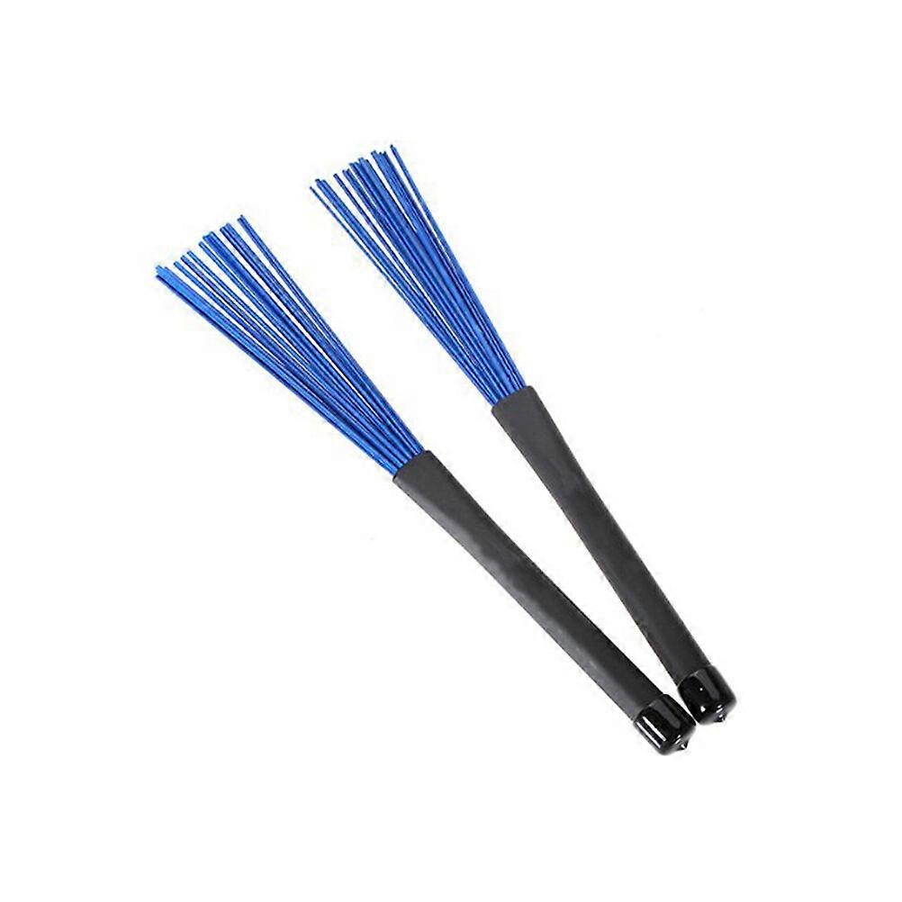 Pair of Retractable Telescopic Handles Percussion Drum Brushes Sticks for Jazz /Rock (Blue)