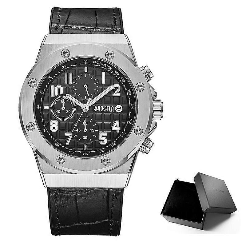 BAOGELA Ανδρικά Νέα Ρολόγια Χαλαζία 2019 Αδιάβροχος Χρονογράφος Casual Φωτεινό Ρολόι Καρπού Ανδρικό Δερμάτινο Λουράκι Relogios 1805 Μπλε