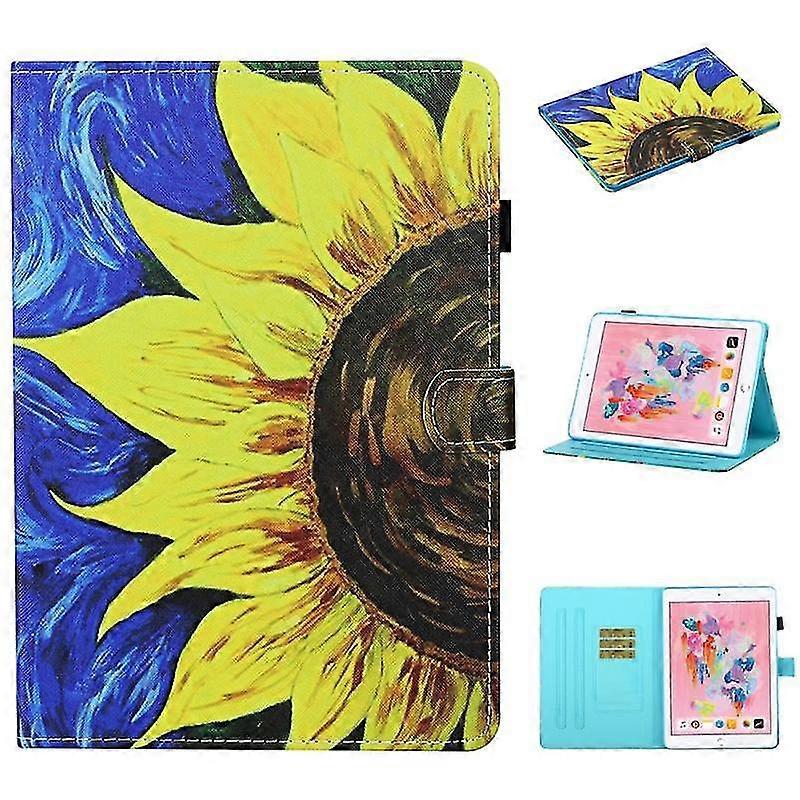 For Ipad 9.7 (2018) Colored Drawing Stitching Horizontal Flip Leather Case With Holder & Card Slots & Sleep / Wake-up Function & Anti-skid Strip(butte