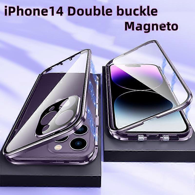 Magnetic Case For IPhone14 plus Pro max Double Sided Clear Tempered Glass Protective Cover