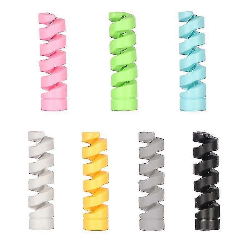 6 Pcs Spiral Cable Protector Data Line Silicone Bobbin Winder Protective Tube Cable Cover