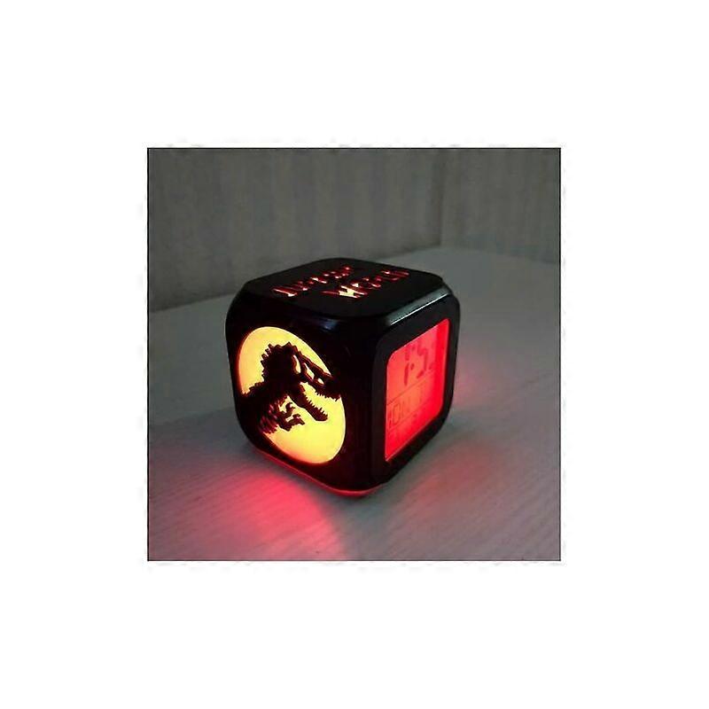 Dinosaur 3D Stereo Small Creative Alarm Clock LED Night Light Electronic Clock Bedside Clock Bedroom Atmosphere Light-With USB Power Cord
