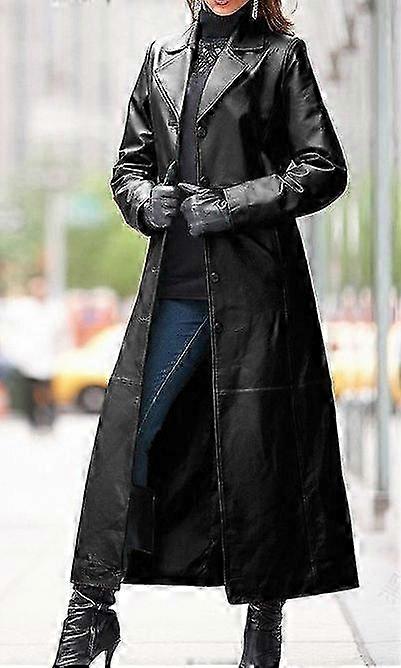 Source: Women's Buttoned Leather Jackets, Long Coats, Plus Size Leather Windbreakers, W333