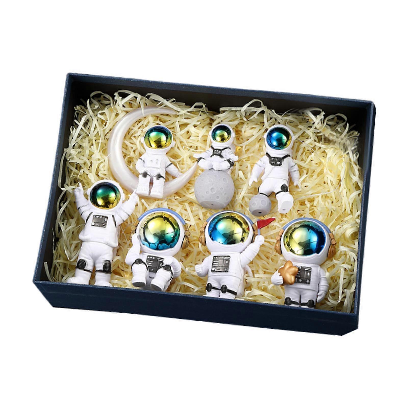 Astronauta Figurina Resina Miniatura Astronauta Giocattoli per Camera Da Letto Partito Tavolo 7 Pz Gradiente