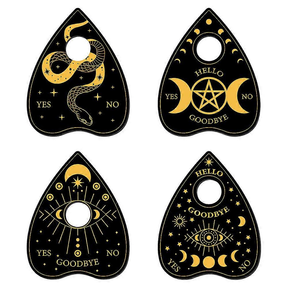 Mini Wood Crystal Ball Display Bases Crystal Sphere Display Stand Tarot Theme Heart with Mixed Patterns Black 100x80x5mm 4pcs/set
