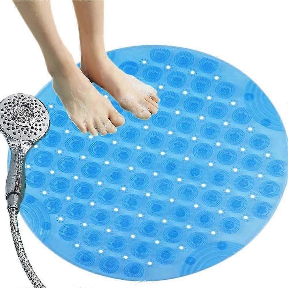 Non-Slip Shower Mat with Suction Cups - Transparent Blue