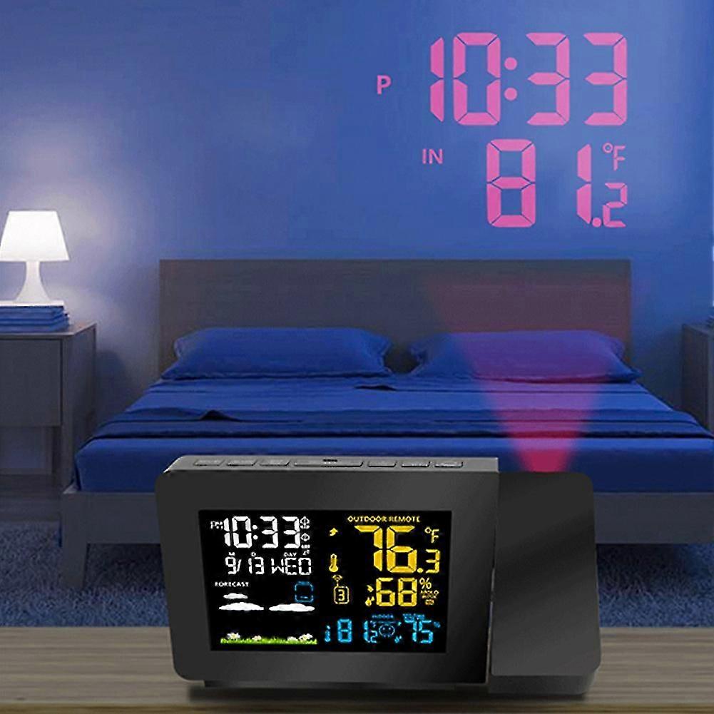 Projection Alarm Clock With Weather Station Wireless Thermometer Humidity Monitor
