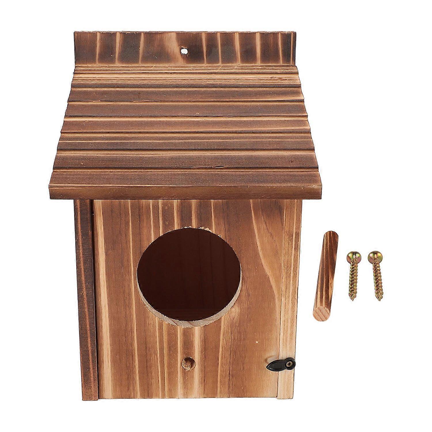 Bird House 6cm ξύλινο μπλε κουτί φωλιάσματος πουλιών οπών με πέρκα για υπαίθριο μπαλκόνι κήπου