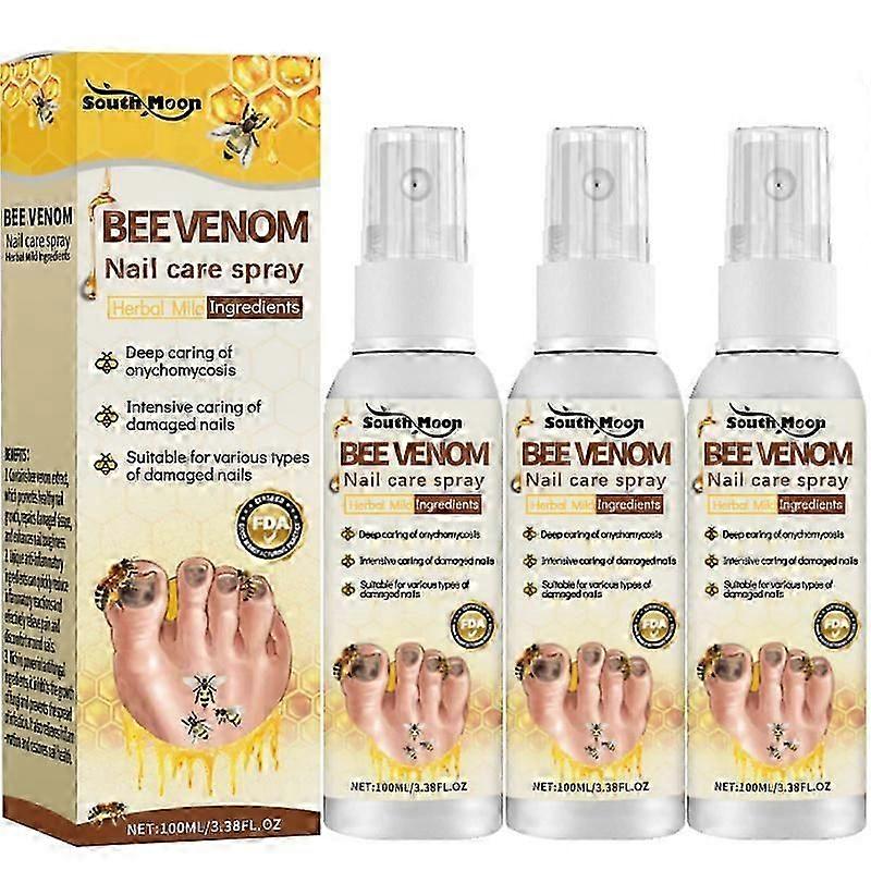 3pcs ארס דבורים פטרת ציפורניים תרסיס מרגיע טיפול ביד טיפול בפטרת ציפורניים תמצית טיפול בציפורניים שחזור ברק תיקון נוזלים יופי בריא