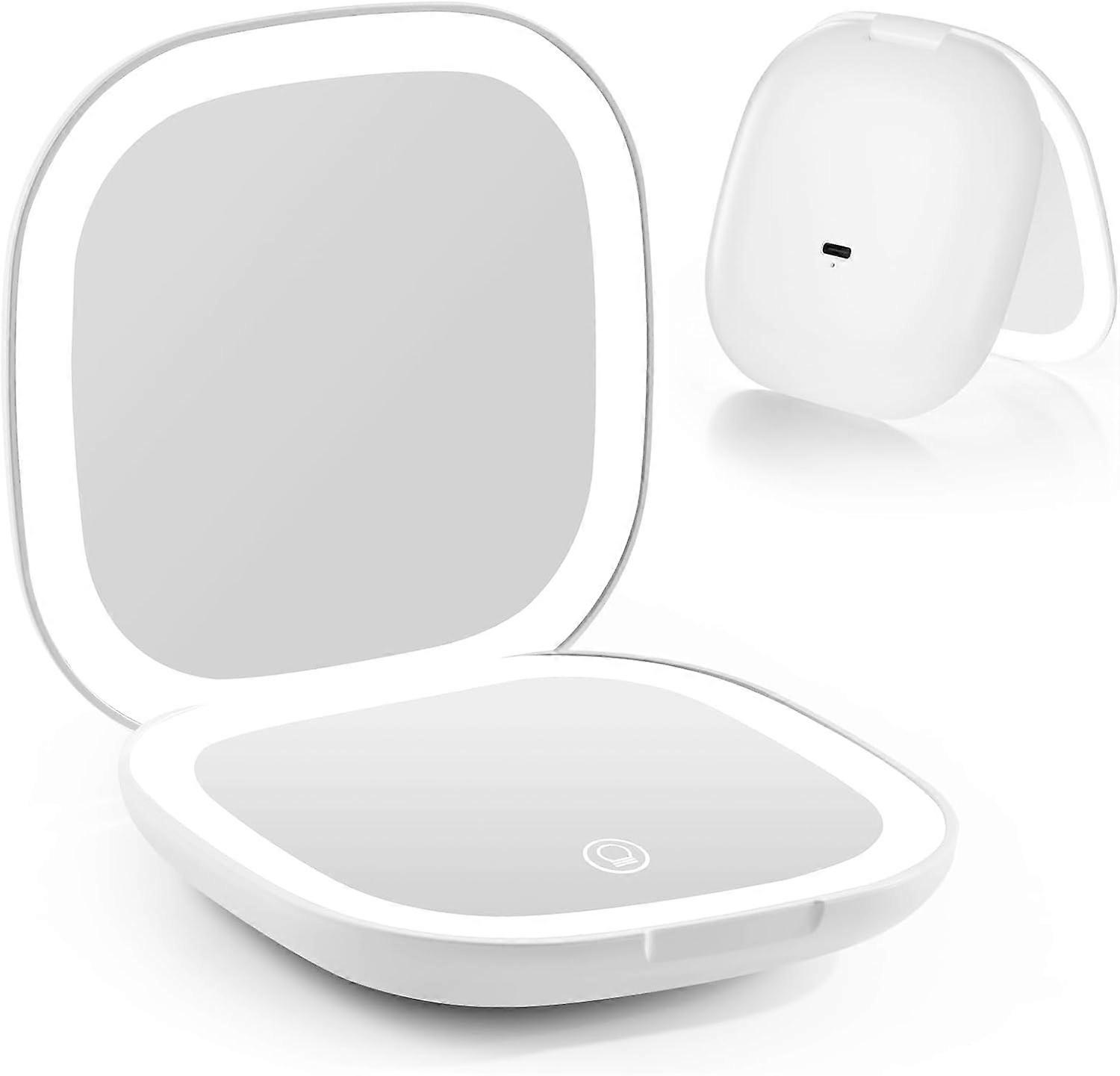 Compact Design LED Light Double-Sided Magnification Travel Makeup Mirror