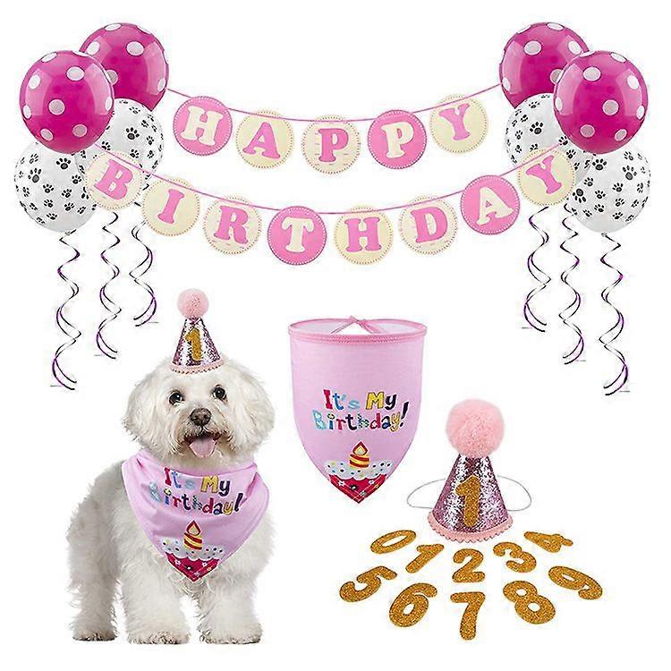 Pet birthday pull flag banner balloon dog party decoration props